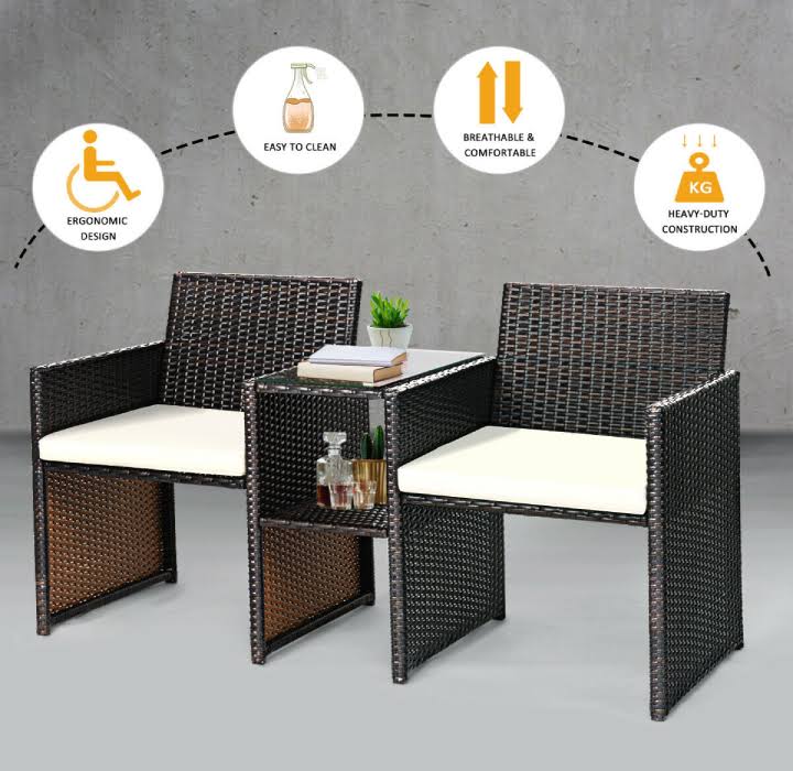 Rattan Loveseat Patio Conversational Set U7049
