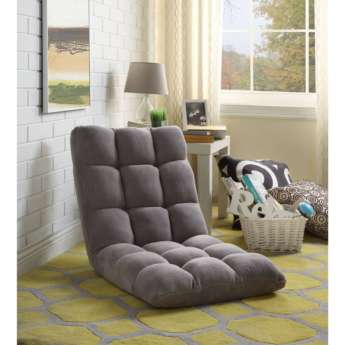 Brown Microplush Recliner Gaming Chair with Floor Mat B55693