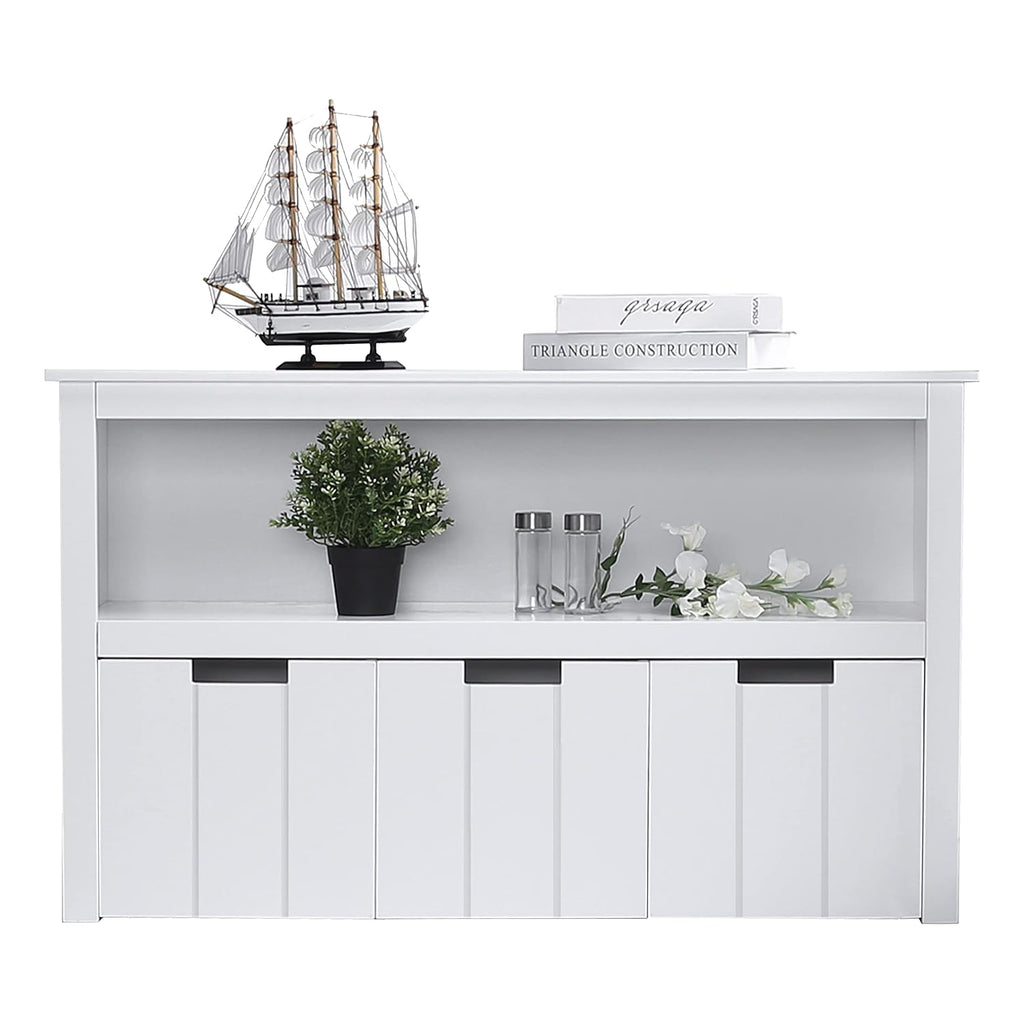 White Toy Box Organizer Storage Cabinet with Movable Drawers and Open Storage Cube Shelf S6978