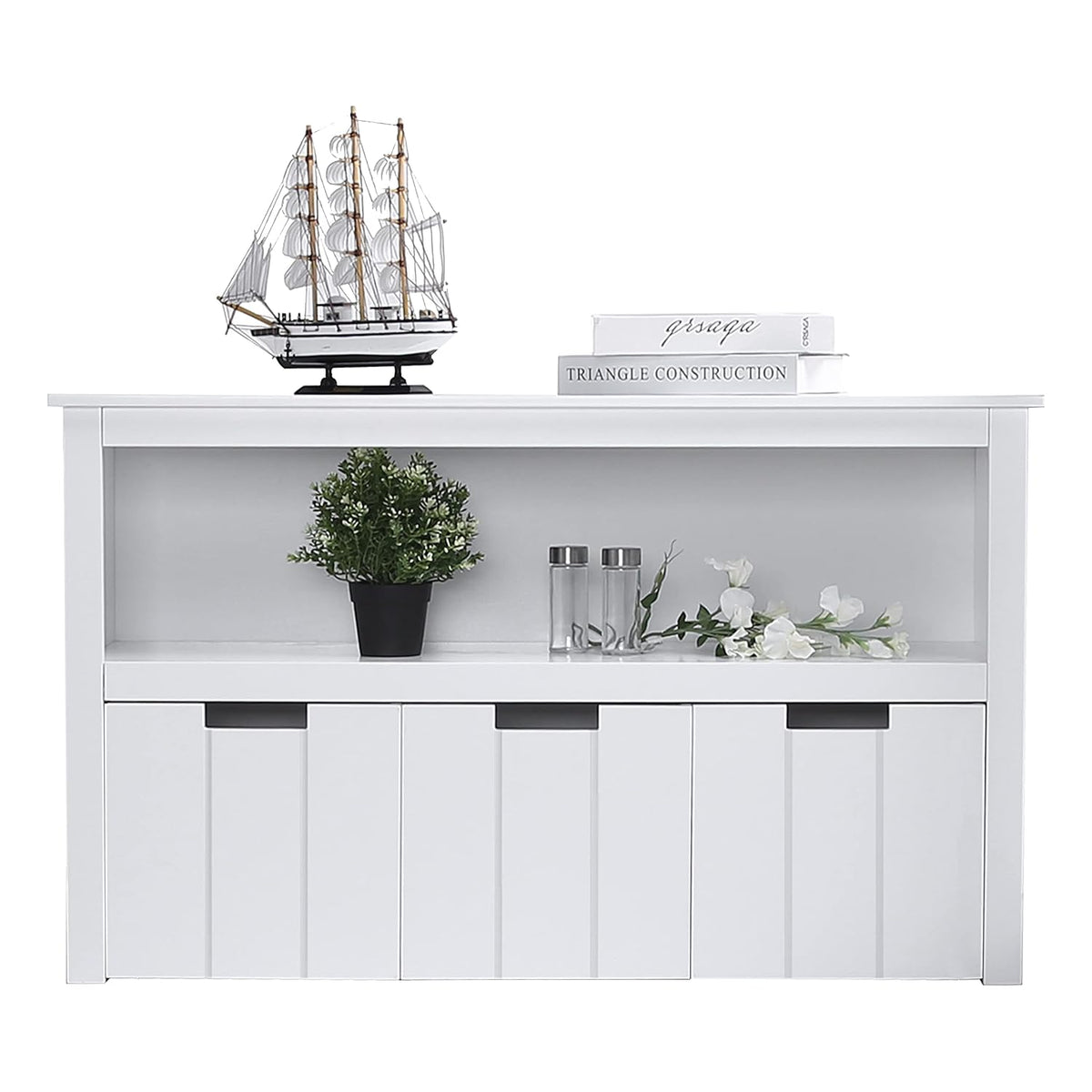 White Toy Box Organizer Storage Cabinet with Movable Drawers and Open Storage Cube Shelf S6978