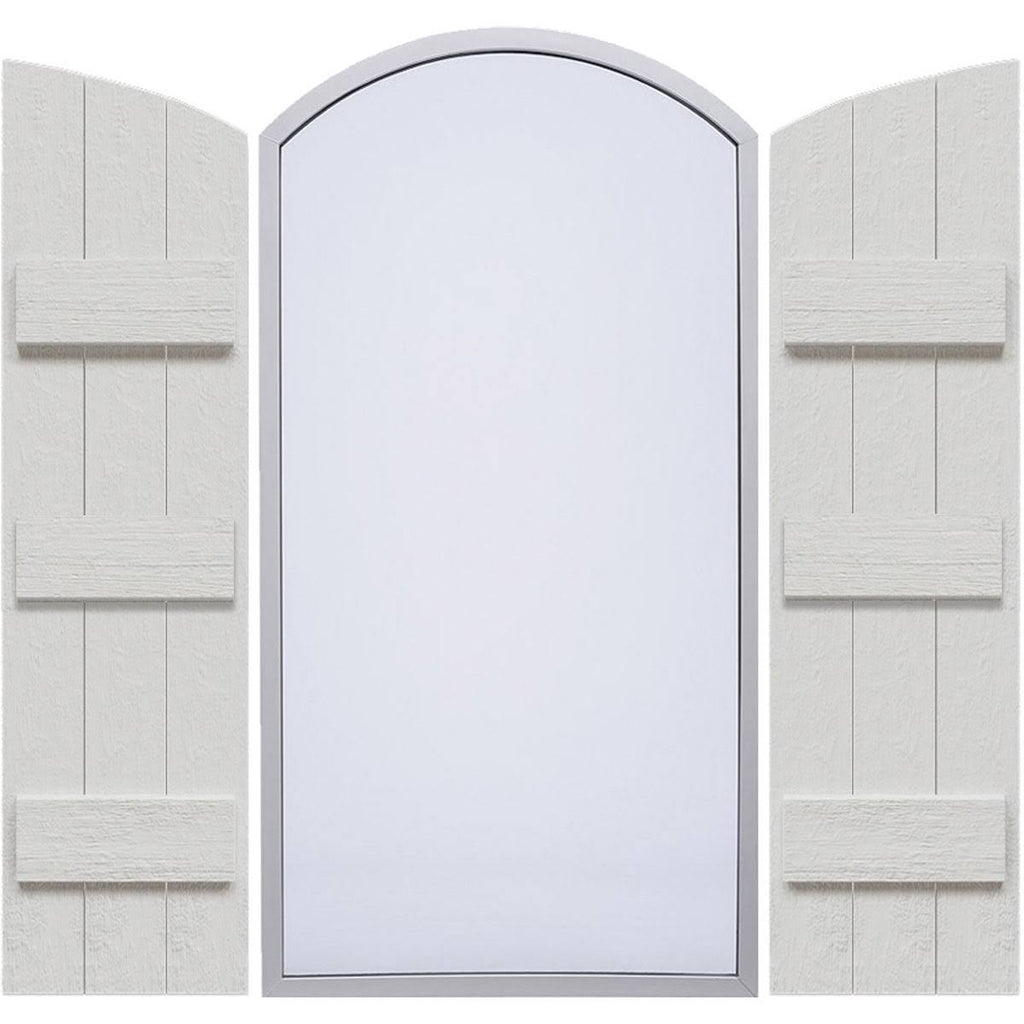 Rustic Faux Wood Shutters with Elliptical Arch Top E40582