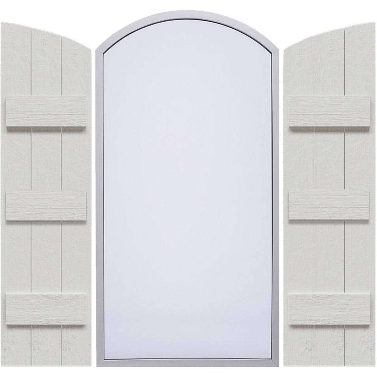 Rustic Faux Wood Shutters with Elliptical Arch Top E40582