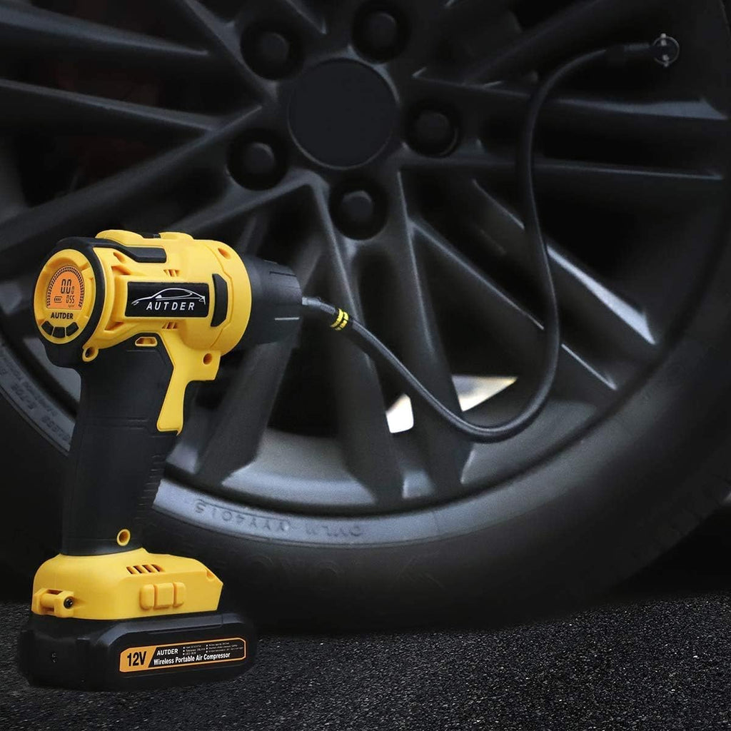 Tire Inflator Air Compressor, Portable Car Tire Pump with Digital Pressure Gauge, 12V 140 PSI Cordless Tire Air Pump with 2600mA Rechargeable Battery, Pack of 2 L21196