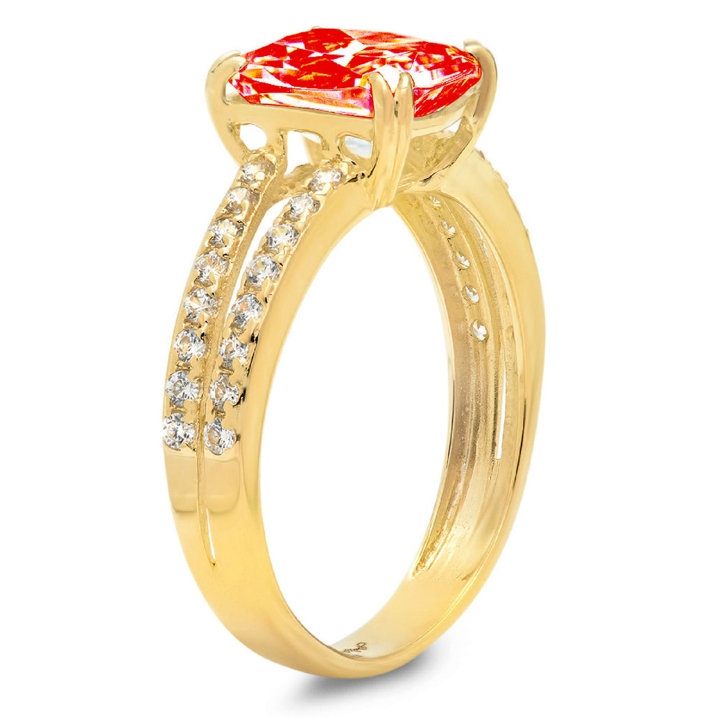 Cushion Cut Red Simulated Diamond 18k Yellow Gold Ring Size 3.5 L60602