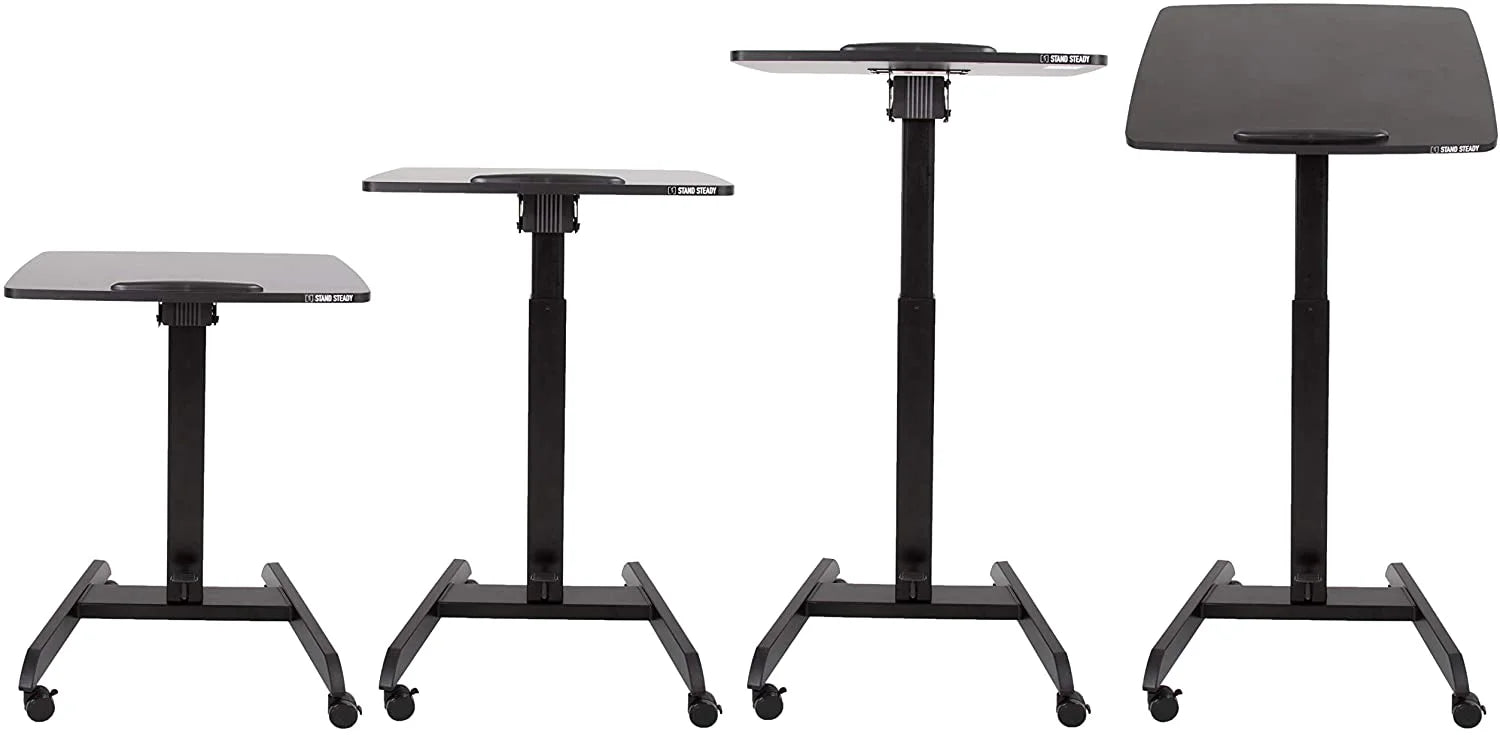 Black Mobile Podium with Pneumatic Height Adjustments K458544