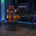 Black & Orange Gaming Chair with Footrest W29842