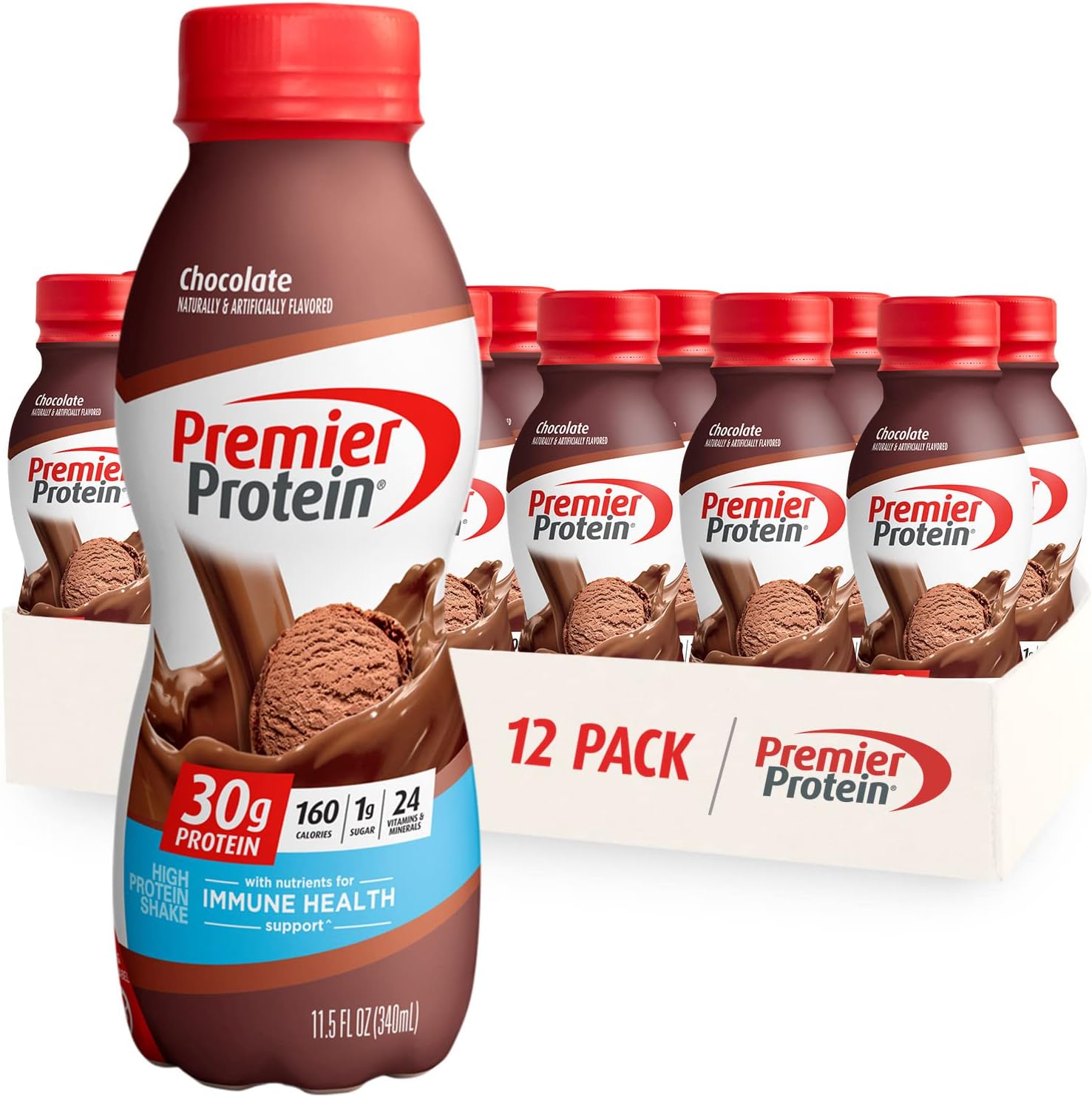 Caramel & Chocolate Flavors 30g Protein 1g Sugar 11.5 oz Bottle (12 Pack) D6553