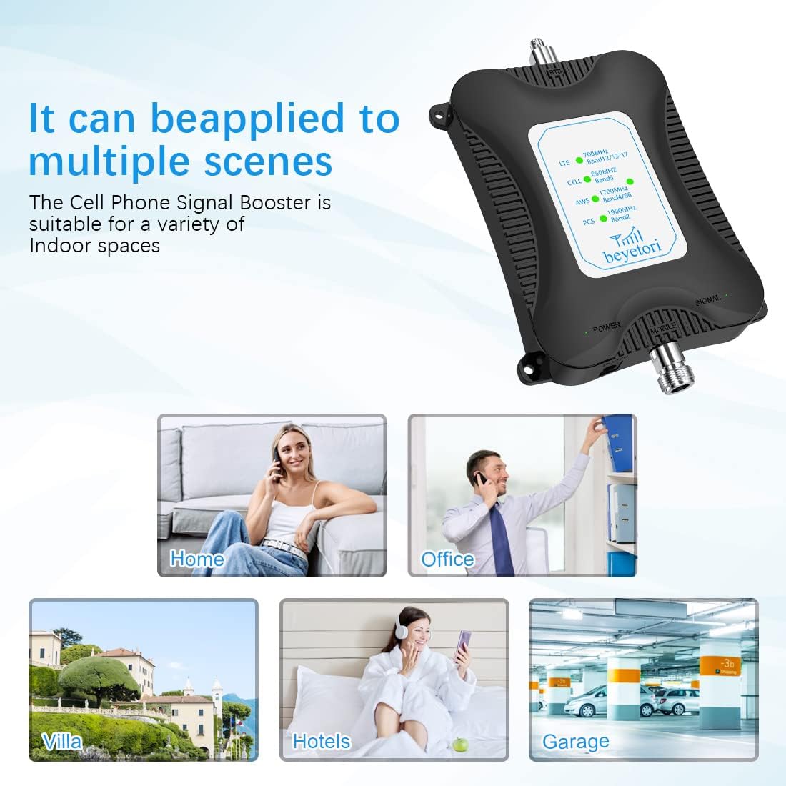 Cell Phone Signal Booster for Home GSM 3G 4G LTE 5G, Up to 4000 sq.ft, Black V744703
