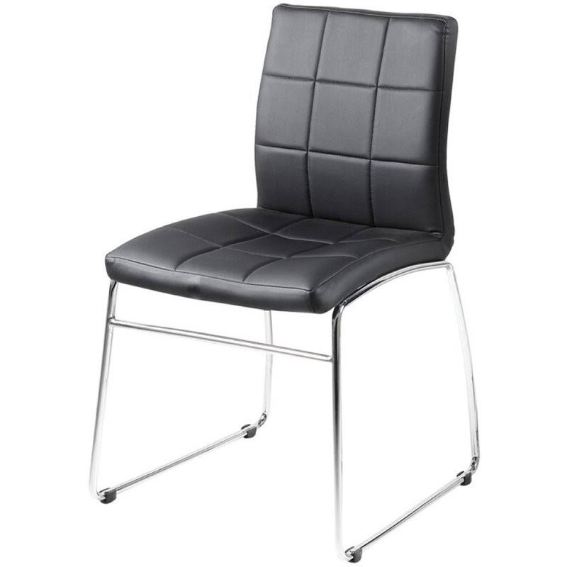 Faux Leather Tufted Dining Side Chair in Black (Set of 4) N96196