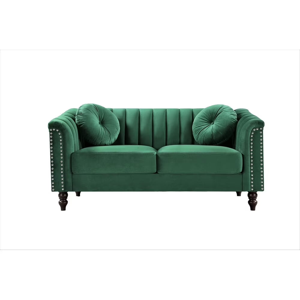 Green Tufted Back Loveseat L95665