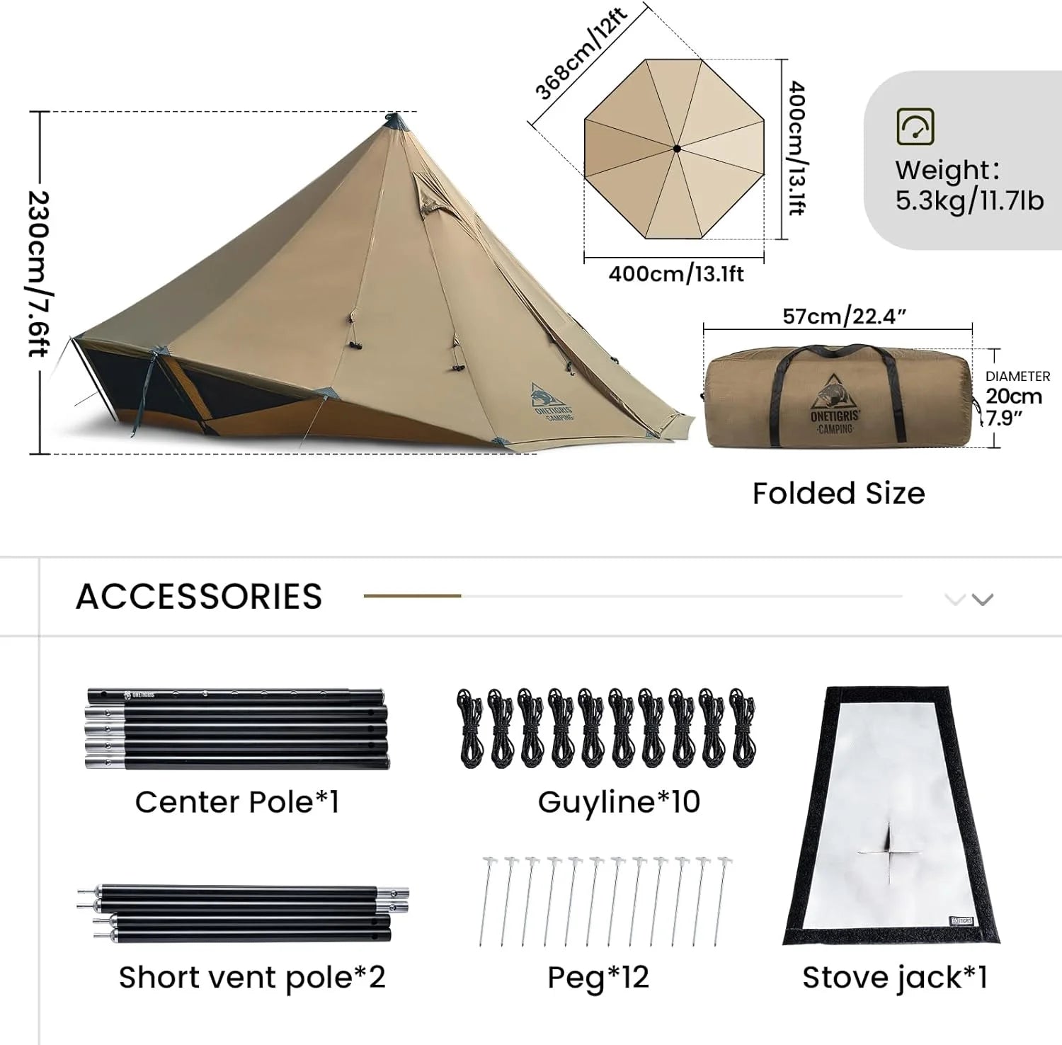 2-6 Person Hot Tent with Stove Jack E68515