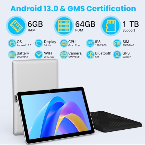 10.1 Inch 4G LTE Tablet with SIM Card Slot, 64GB ROM O5580