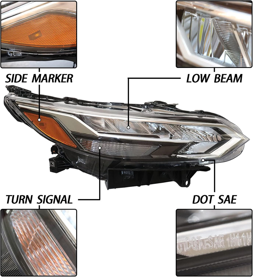 Passenger Side LED Headlight Assembly for 2020 2021 2022 Nissan Sentra SR K9738