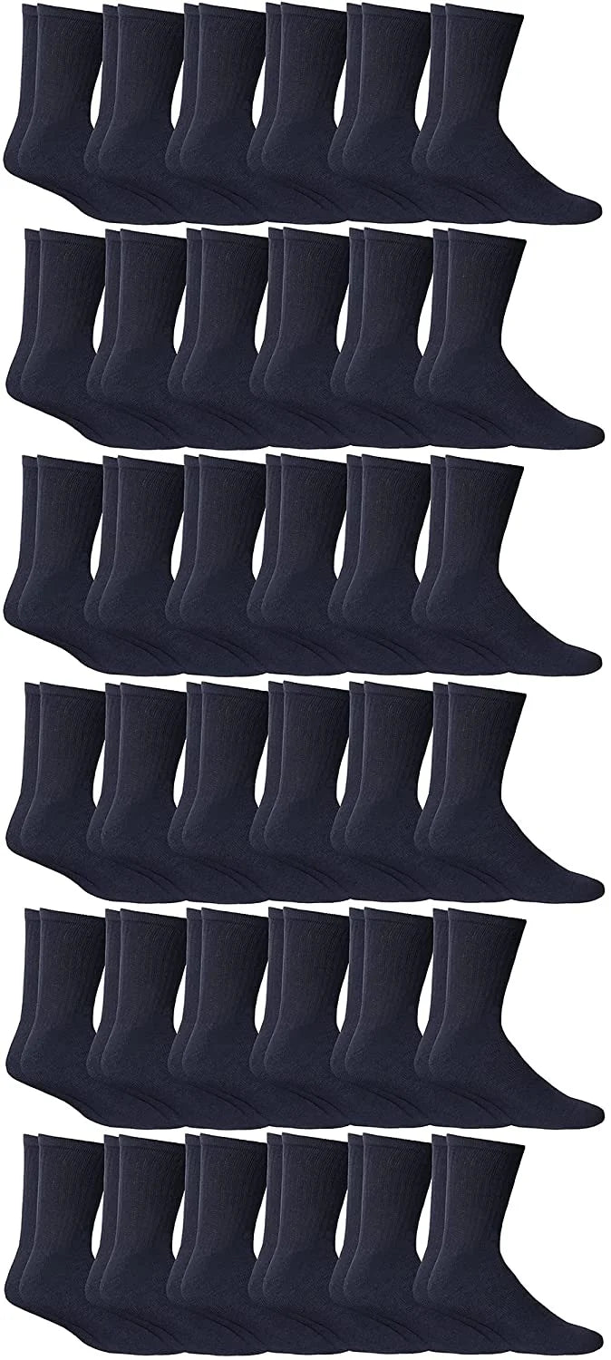 36 Pairs Navy Cotton Athletic Socks Shoe Size 10-13 P93458