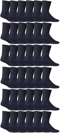 36 Pairs Navy Cotton Athletic Socks Shoe Size 10-13 P93458