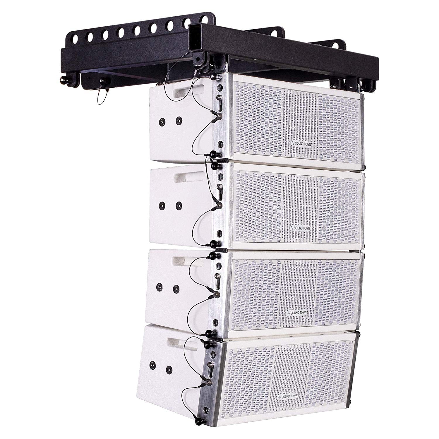 White 15-inch Powered Line Array Subwoofer with Four 2 X 5-inch Line Array Speakers J63070