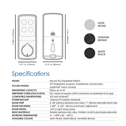 Satin Nickel Smart Door Lock with Touchscreen Keypad K591292