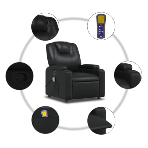 Black Faux Leather Massage Recliner Chair with 6Point Vibration A1502