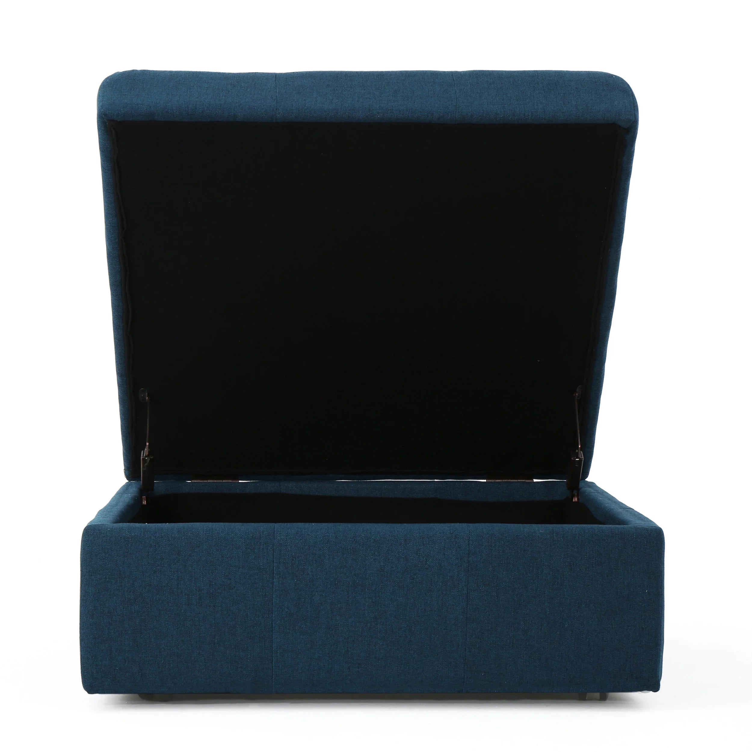 Navy Blue Tufted Fabric Storage Ottoman with Rolling Casters V364