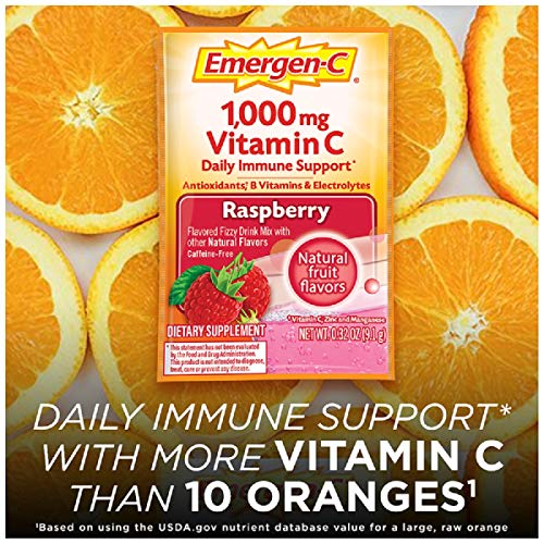30 Count Raspberry Flavor Dietary Supplement Fizzy Drink Mix with 1000mg Vitamin C I20028