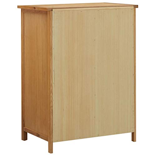 Solid Oak Wood Wardrobe with Hanging Rail and Drawers U561606