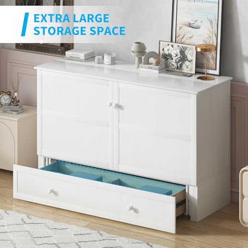 White Queen Cabinet Bed with Tri-fold Mattress C226132