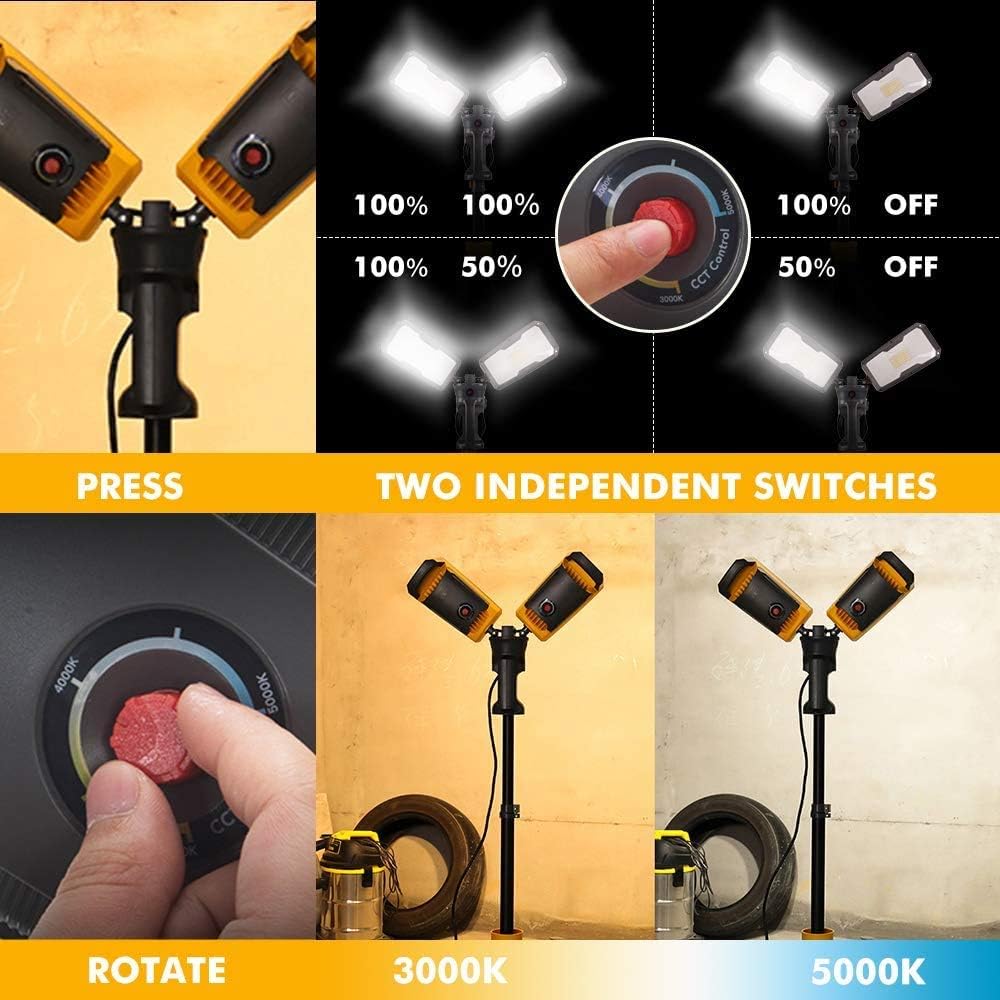 11000 Lumen 92W Dimmable LED Work Light with Stand Y1637