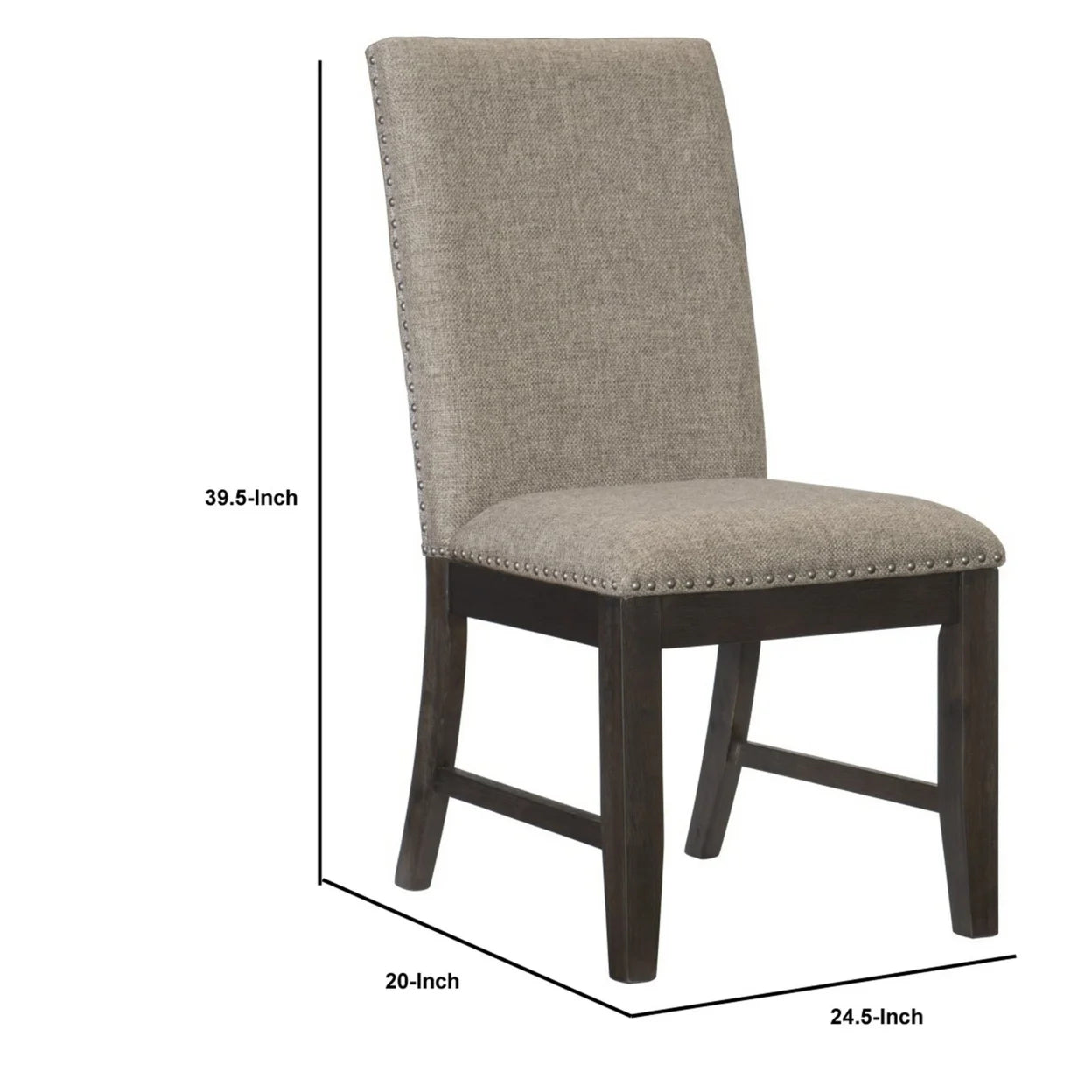 Brown Fabric Padded Side Chair with Nailhead Trim R527