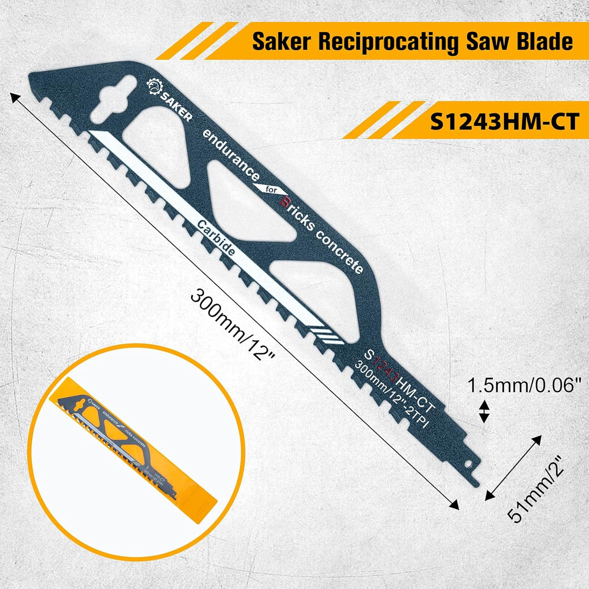 12”/300mm Pack of 2 Hard Alloy Reciprocating Saw Blades B881496