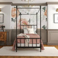 Black Twin Low Profile Canopy Bed E7424
