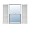18 in. x 49 in. Vinyl Louvered Shutters Pair Bright White E56758