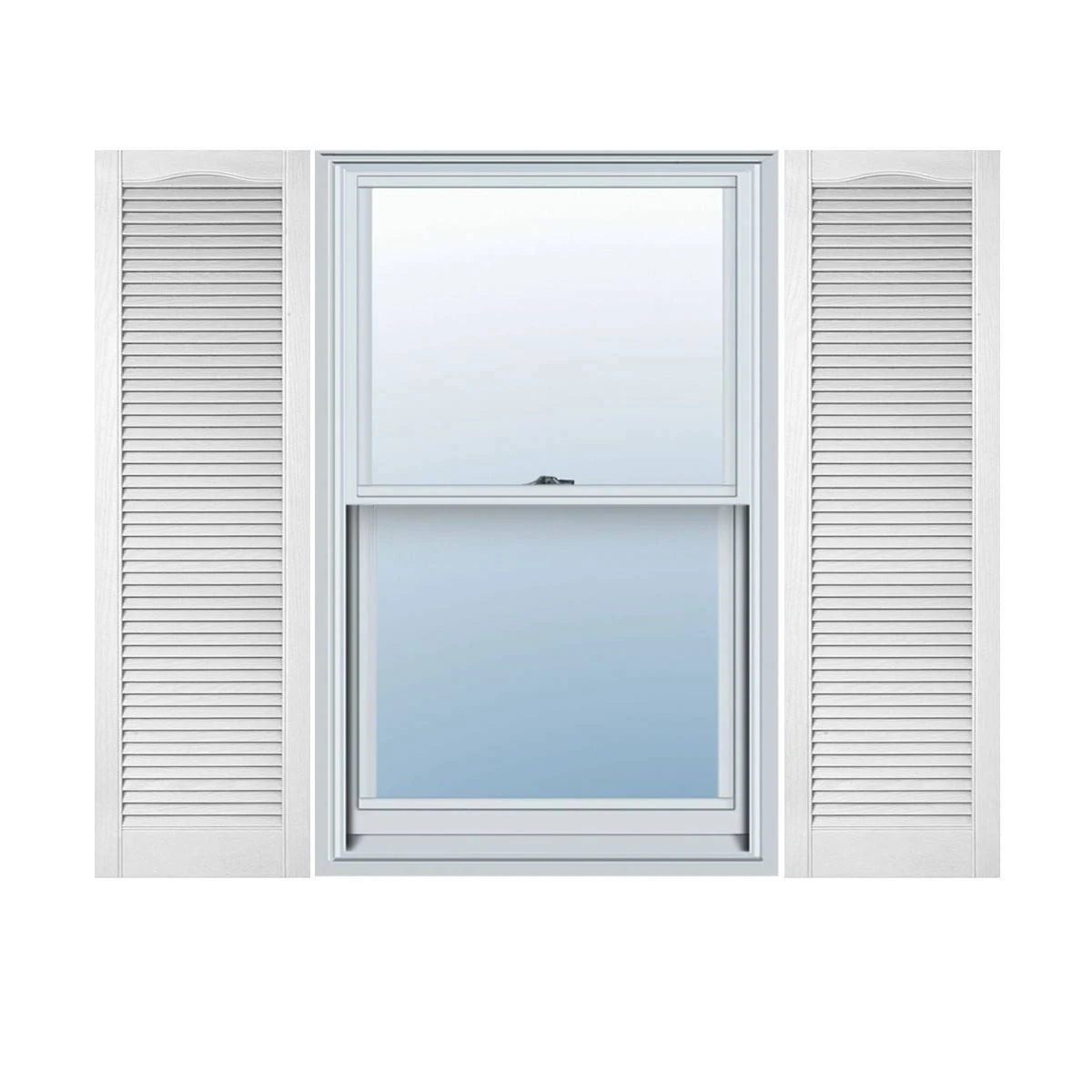 18 in. x 49 in. Vinyl Louvered Shutters Pair Bright White E56758