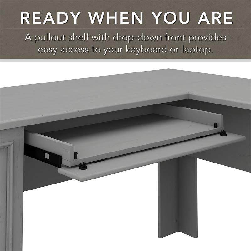 Gray L Shaped Desk with 5 Shelf Bookcase V53212