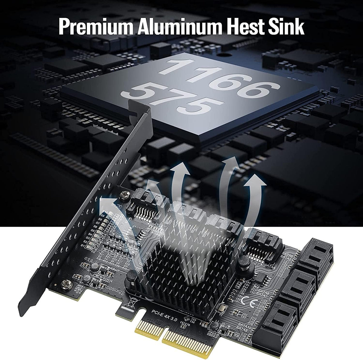 PCIE 4X SATA Card 10 Ports, 6 Gbps SATA 3.0 Controller PCIe Expansion Card, Non-Raid, with Low Profile Bracket and 10 SATA Cables I83299