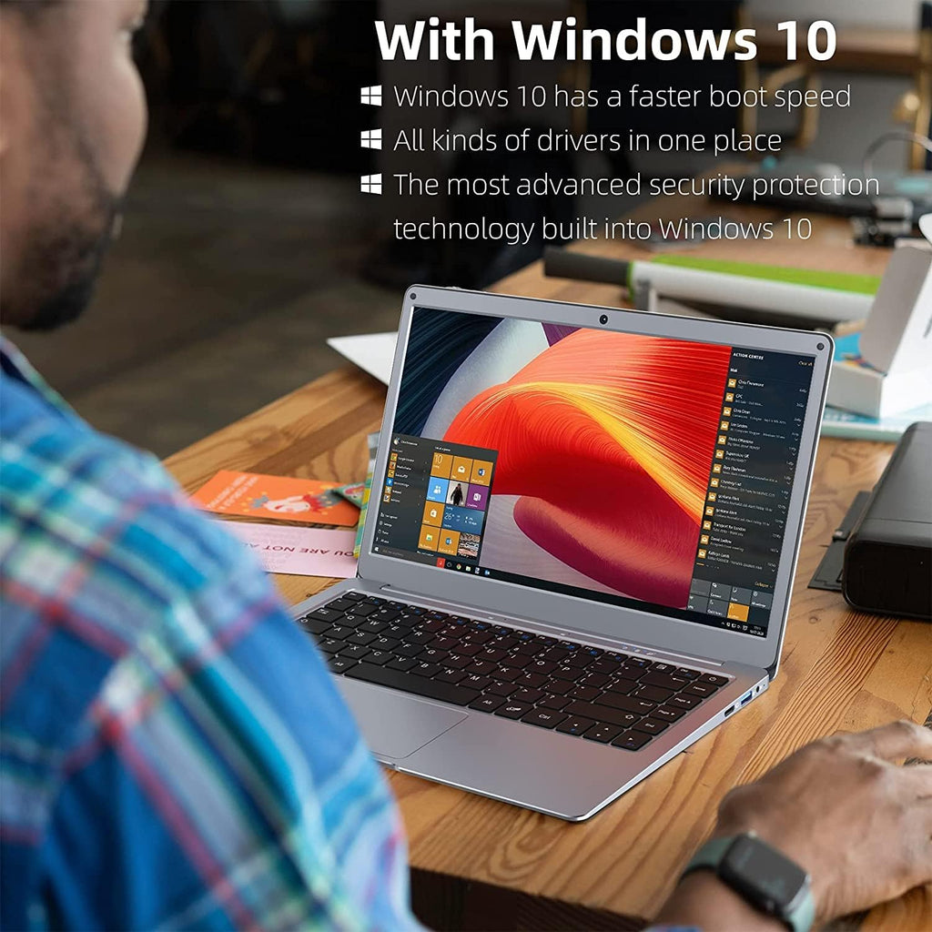 13.3 inch 8GB RAM 256GB ROM Celeron Windows 10 Thin and Light Laptop, Full HD 1080P Display, Gray W75151