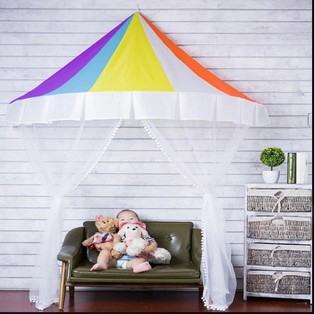 Rainbow Half-Round Dome Gauze Bed Canopy Tent W408469