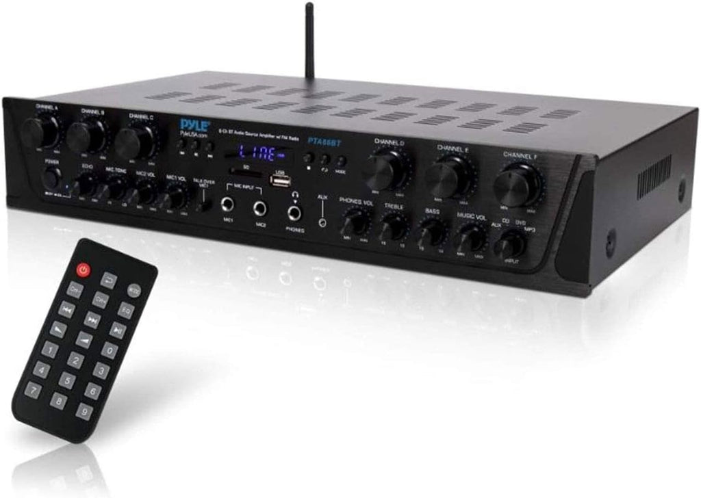 500W 4 Channel Bluetooth Amplifier with USB Microphone AUX FM RCA O61273