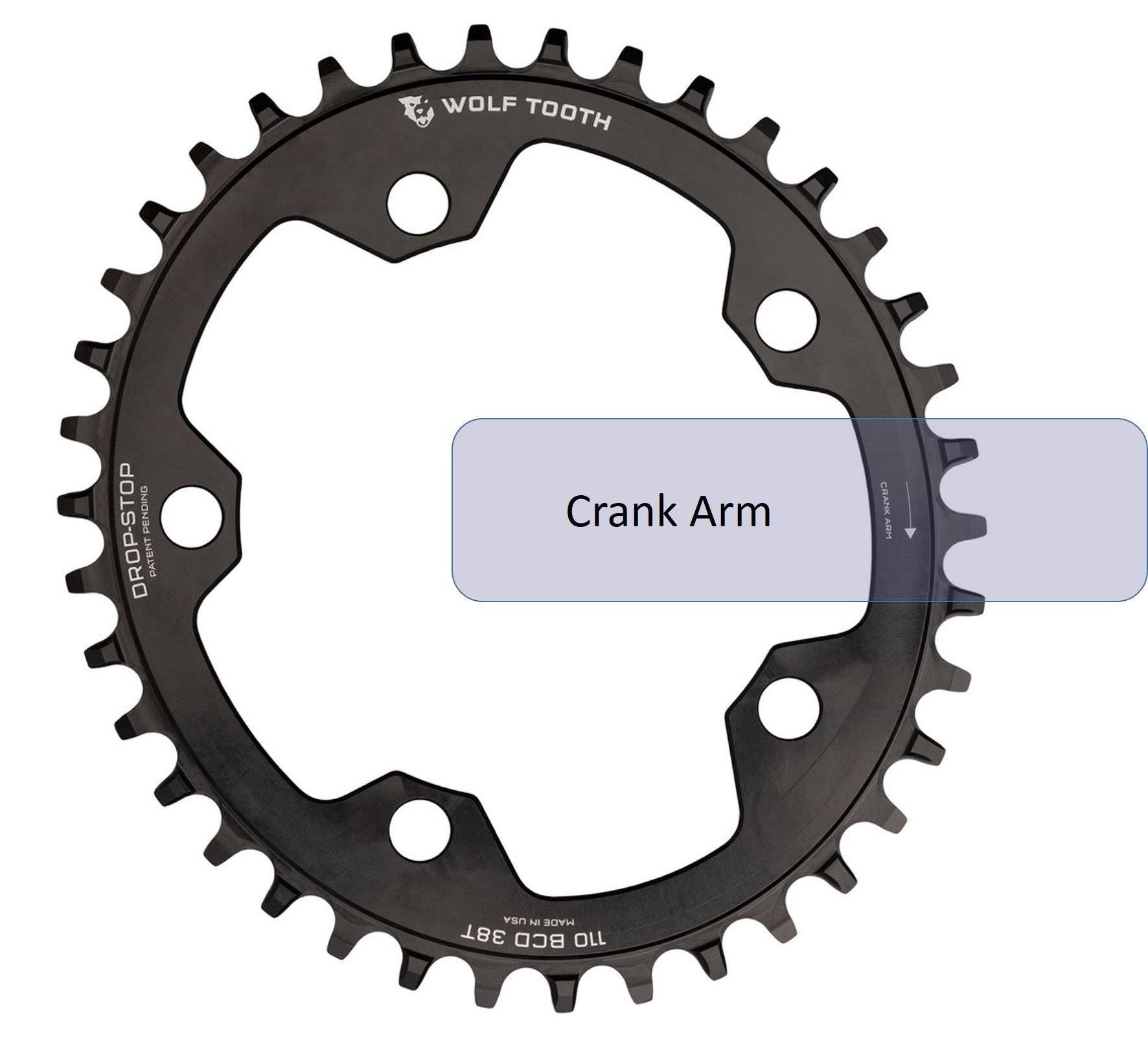 Elliptical 110 BCD Chainring - 38T 5-Bolt Drop-Stop I3012