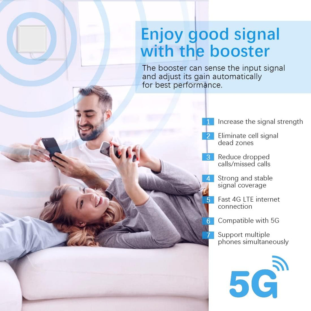 Cell Phone Signal Booster for Home GSM 3G 4G LTE 5G, Up to 4000 sq.ft, Black V744703