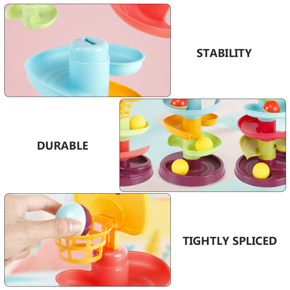 Kid Track Sliding Ball Tower Toy Stacking Toy with 3 Balls J1141