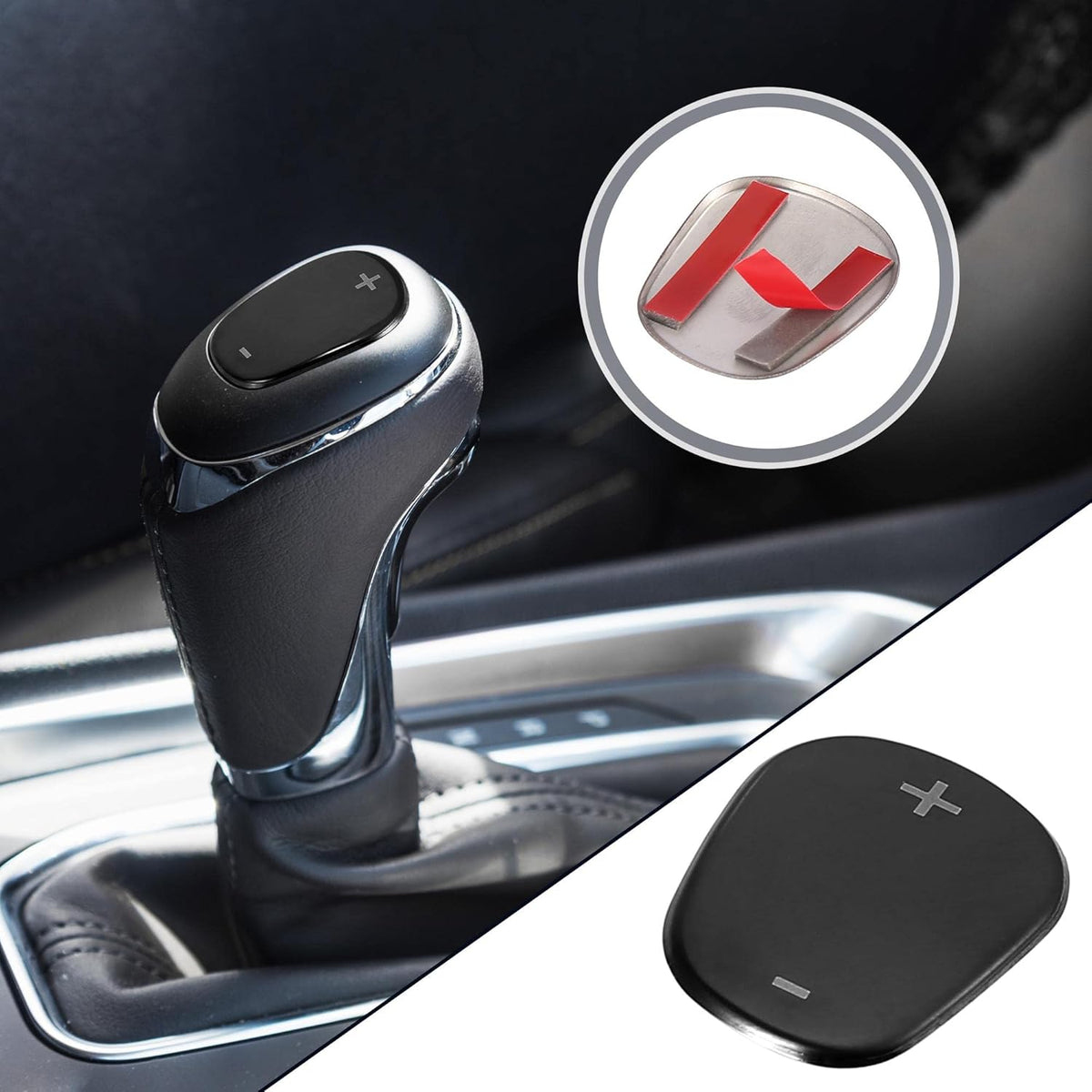 Stainless Steel Black Car Gear Shift Knob Cover Sticker K740895