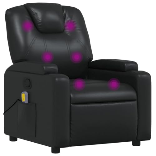 Black Faux Leather Massage Recliner Chair with 6Point Vibration A1502
