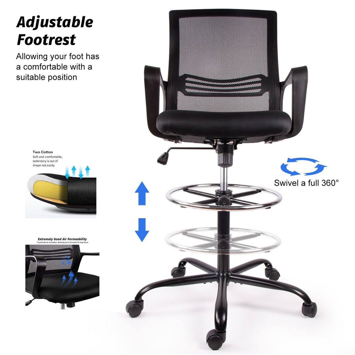 Black Adjustable Height Swivel Task Chair F36394
