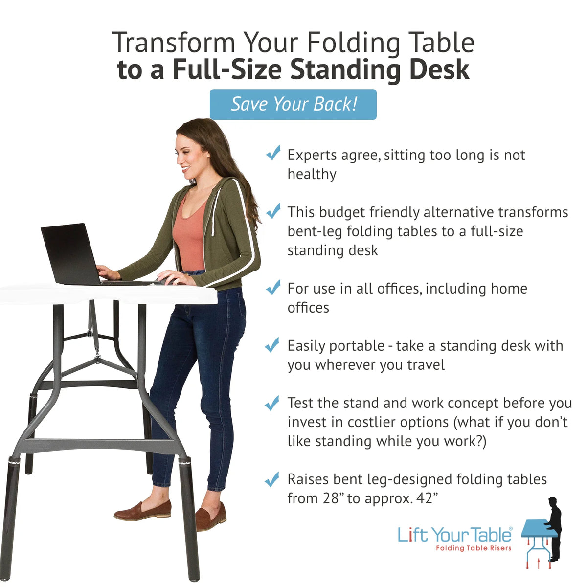 Black Folding Table Risers, Set of 4 U2363