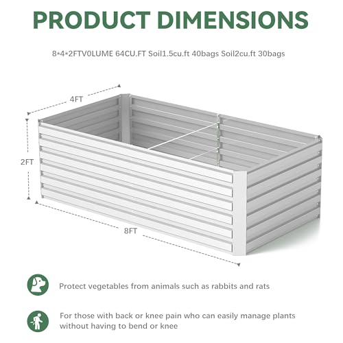 2pcs 8x4x2ft Galvanized Raised Garden Bed A7616