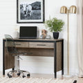 Matte Black/Weathered Oak Desk with Drawers F829