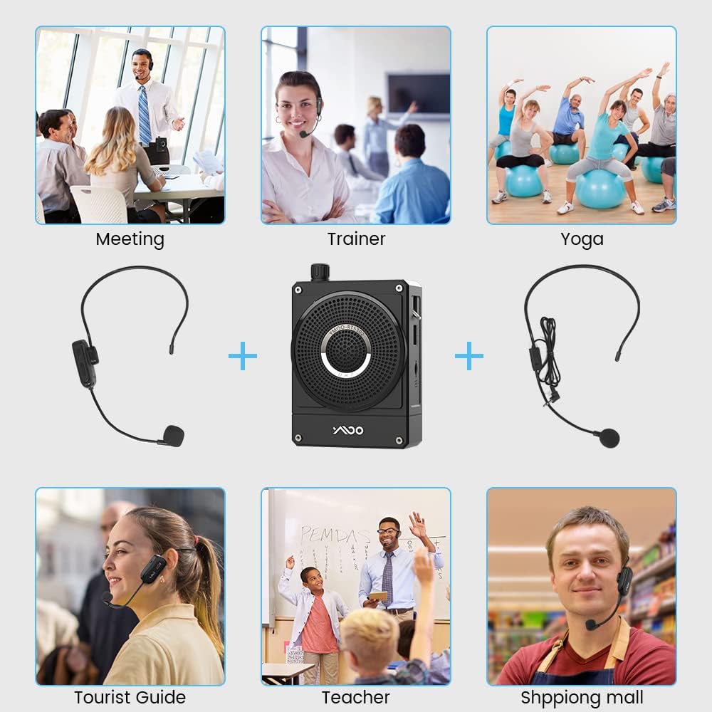 10W 1800mAh Rechargeable Voice Amplifier with UHF Wireless Microphone Headset, Pack of 2 V97149