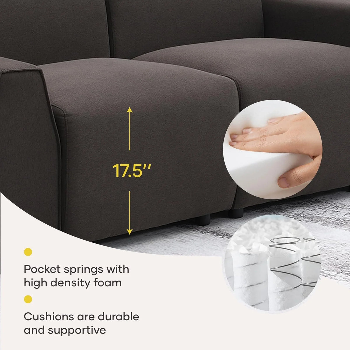 3 Seater Upholstered Sofa Couch P77316