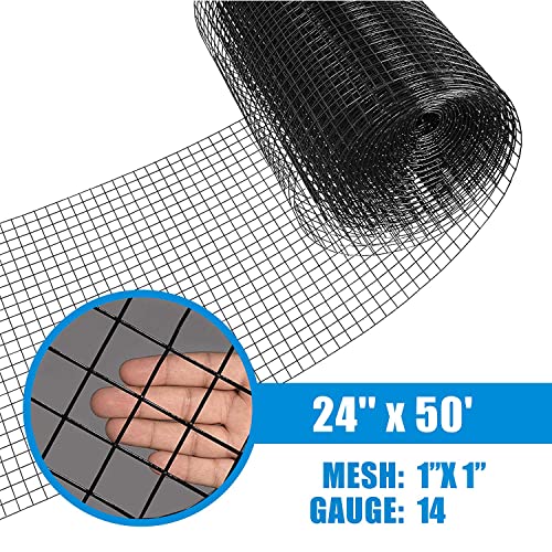 Black Vinyl Coated Welded Wire Mesh, 1 Inch x 1 Inch Grid (48 Inch x 50 ft.) I775