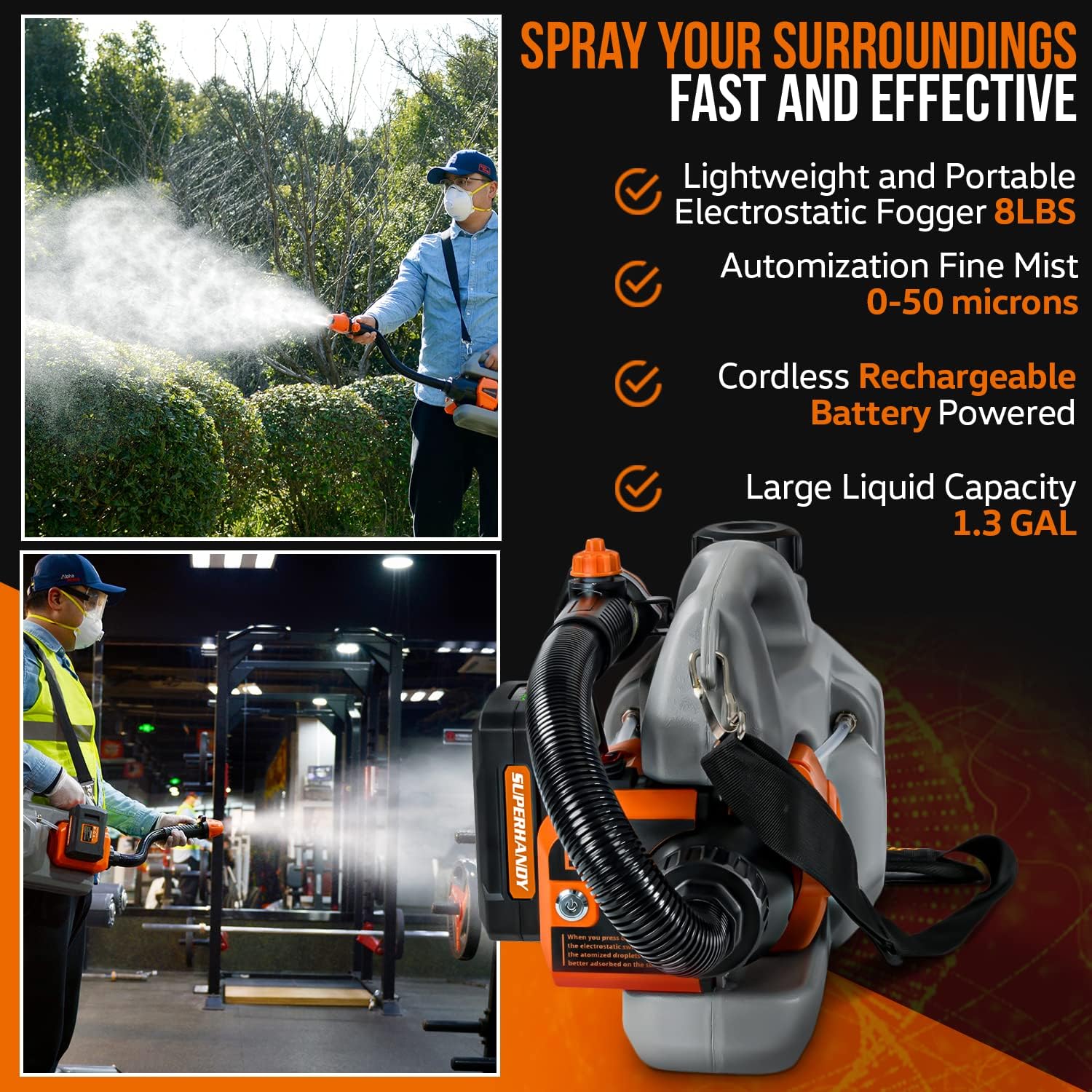1.3Gal 5L 48V Battery Electrostatic/ULV Fogger Sprayer V3816